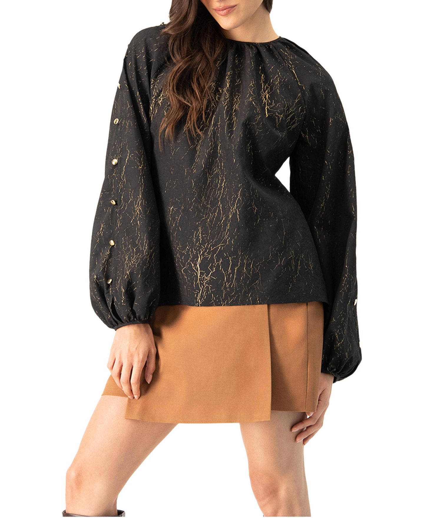 Женская блузка Ivonne Long Sleeve V-Neck, цвет: Чёрный — фото 4