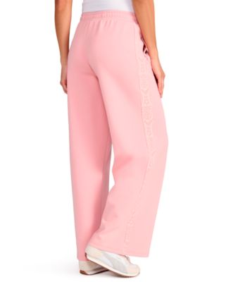 Women's Lace Detail Wide-Leg Mid-Rise Pants