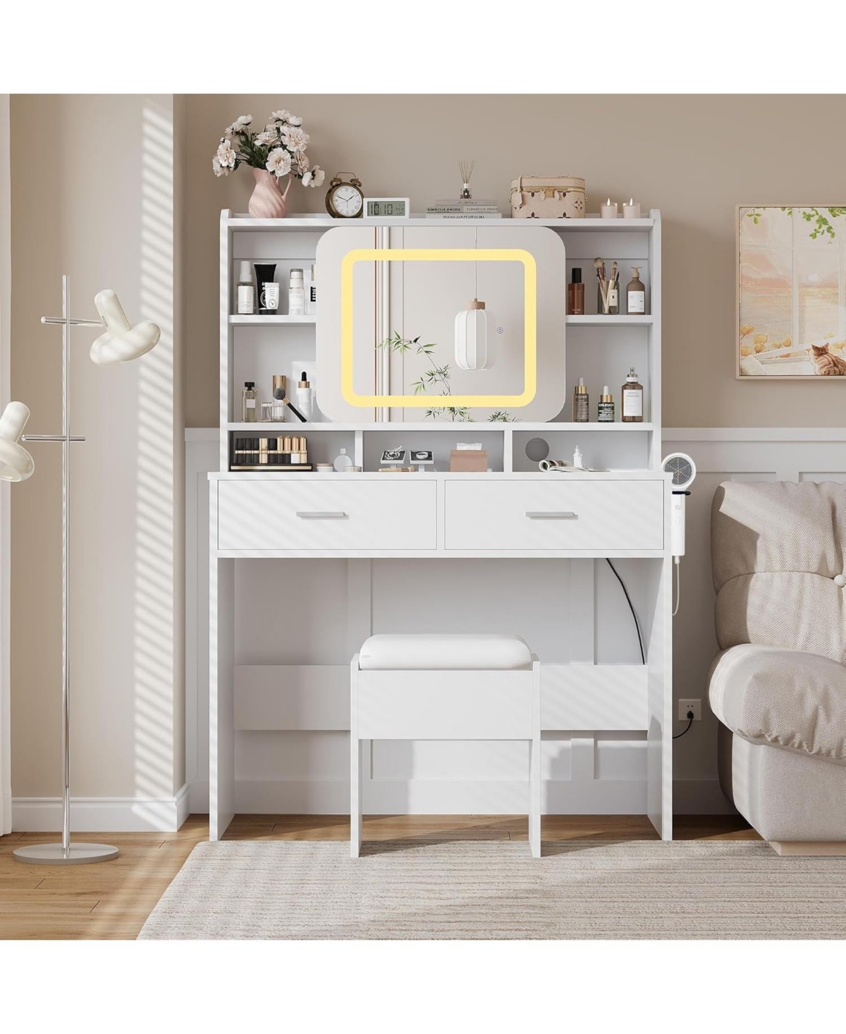 Gaomon Vanity Desk Sliding Mirror