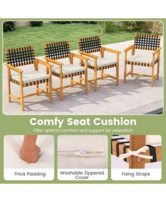 2-Piece Wooden Dining Chairs for Patio with Armrests