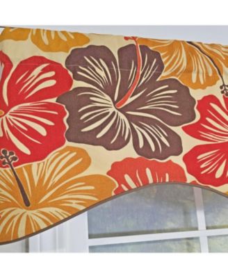 Wild Hibiscus Cornice 100% Cotton Rod Pocket Lined  Window Valance 50" x 17" Multi