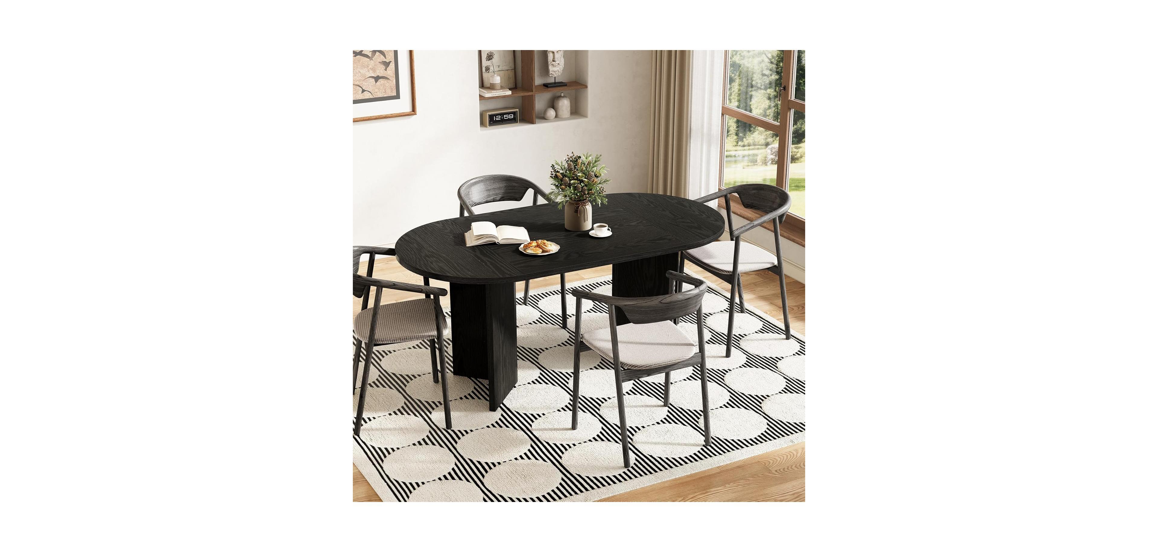 Tribesigns 63" Oval Farmhouse Dining Table for 4-6, Mdf Kitchen Table
