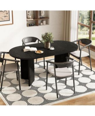 Tribesigns 63" Oval Farmhouse Dining Table for 4-6, MDF Kitchen Table ...