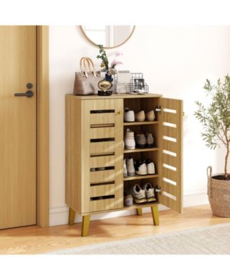 Modern 4-Tier Freestanding Shoe Storage Cabinet with Doors