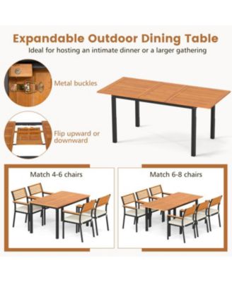 Solid Wood Extendable Dining Table Seats 4–8, Umbrella Hole