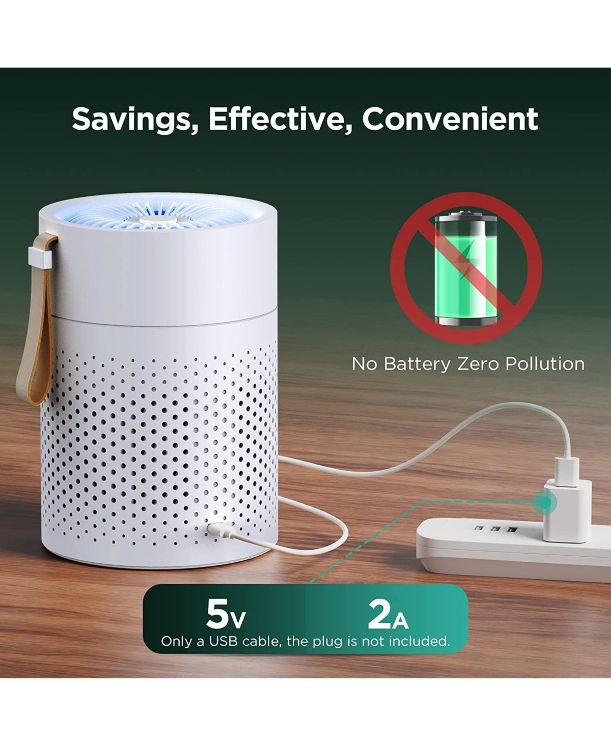 Zachvo Air Purifiers for Bedroom Home,for Desktop Office Car Pets with Usb, Night Light,Remove Smoke, Dust, Odors, Pollen