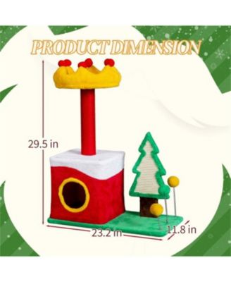 29.5" Tall Multi-level Cat Tower with Cat Condo in Red