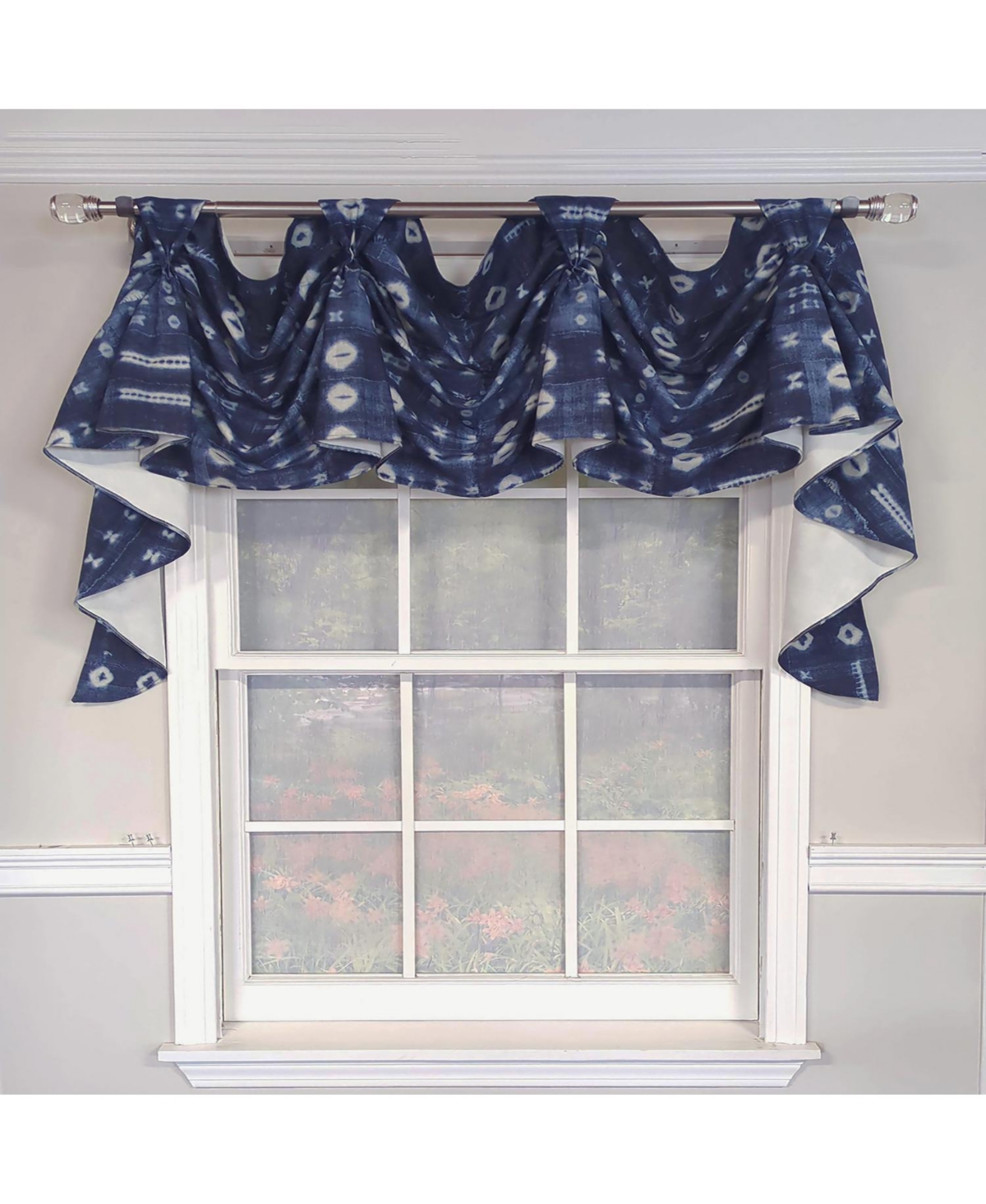 Rlf Home Pulsar 3-s Victory 100% Cotton Tab Top Swag Window Curtain 54" x 25" Navy