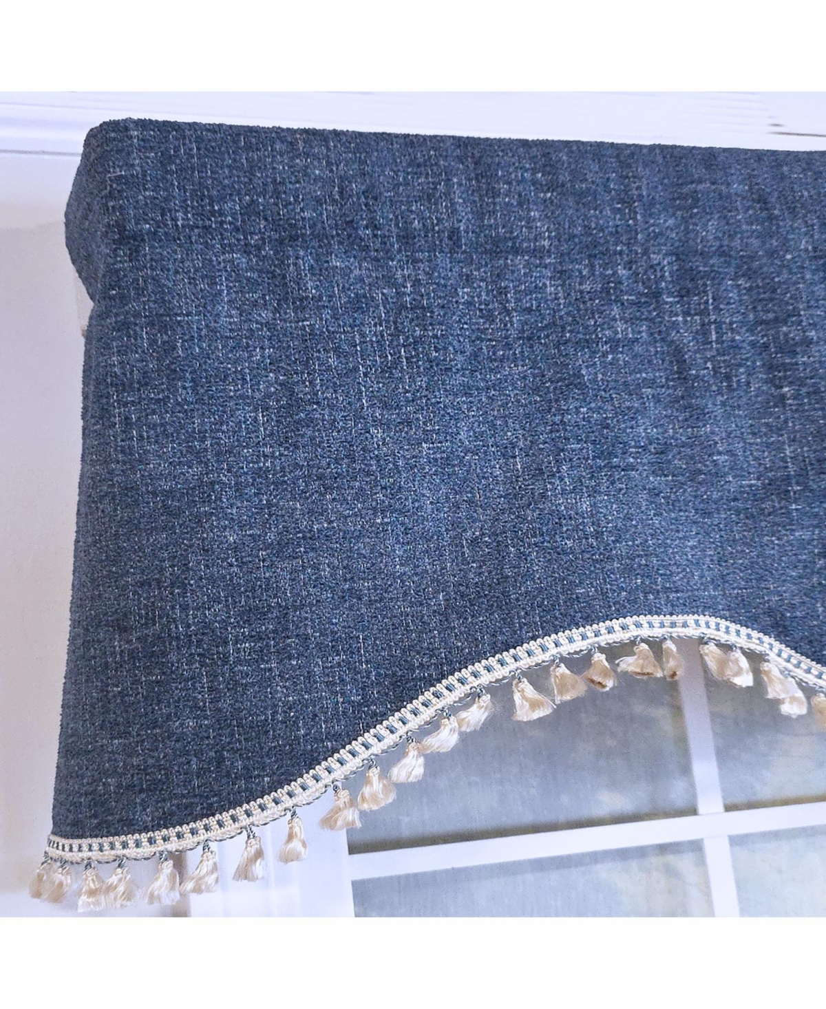 Rlf Home Flanel Cornice 100% Cotton Rod Pocket Lined Window Valance 50" x 17" Navy