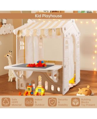 Foldable Kids Playhouse with Lights, Blocks & Open Design