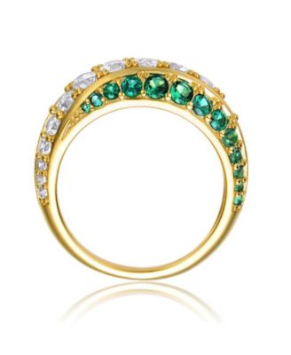 Radiant 14K Gold Plated Three-Trail Cubic Zirconia Cocktail Ring