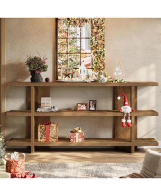 63 Inches Long Console Table with Storage, Wooden Narrow Entryway Table with 3-Tier Shelf, Farmhouse Accent Foyer Sofa Furniture