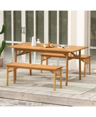 Outdoor 48-Inch Acacia Wood Bench with Breathable Slats