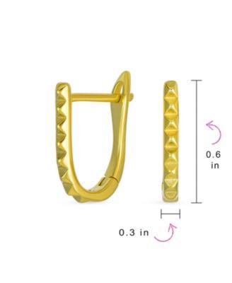 Modern Thin Huggie U Shape Hoop Earrings 14K Gold Plated .925 Sterling Silver