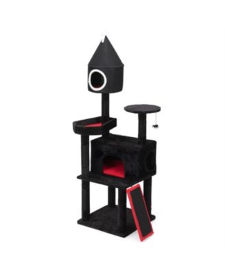 64.2" Tall Cat Tower with Coffin Bed,Condo in Black