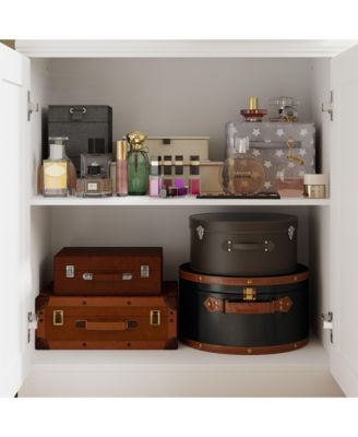 4-Door Wardrobe With Open Cubbies And Shoe Drawers, Armoire