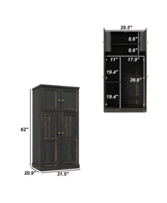 4-Door Wardrobe With Strong Storage，Bedroom Closet，Armoire,Brown