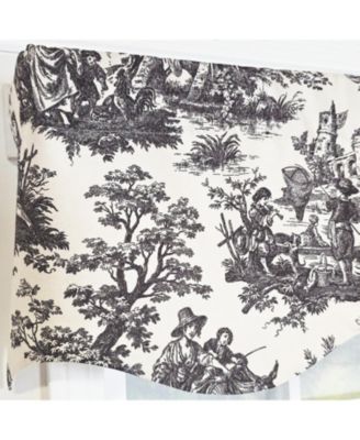 Baroque Provance 100% Cotton Rod Pocket Lined  Window Valance 50" x 15" Black