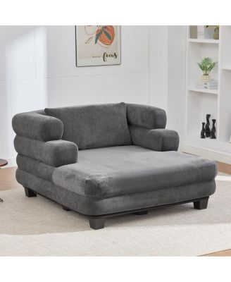 Streamdale Oversized Chaise Lounge 52.4" Modern Chenille Sofa Bed with Deep Seat, Black