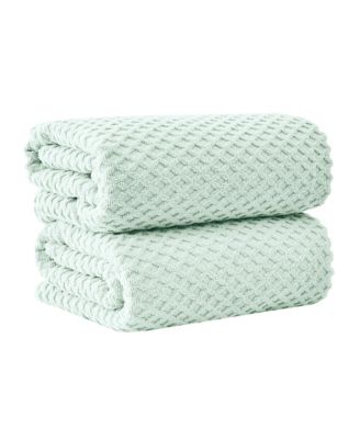 Cotton Diamond Waffle Texture 2-Piece Bath Sheet Set