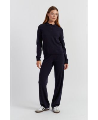 Women's Wool-Cashmere Knit Polo Sweater
