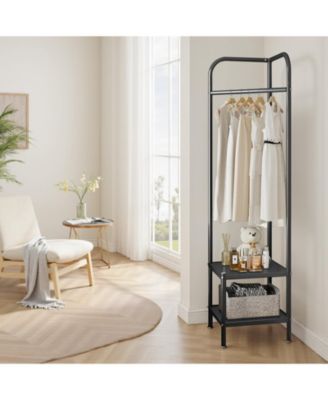 Entryway Corner Hall Tree Modern Entryway Coat Rack Metal Clothes Rack Freestanding Coat Organizer with Shelves Storage for Home Office Bedroom