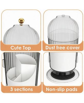 Makeup Brush Holder 360 Rotating Clear Dustproof Organizer