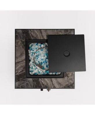 24 Inch Square Propane Fire Pit Table with Wicker Base and 50000 BTU Burner