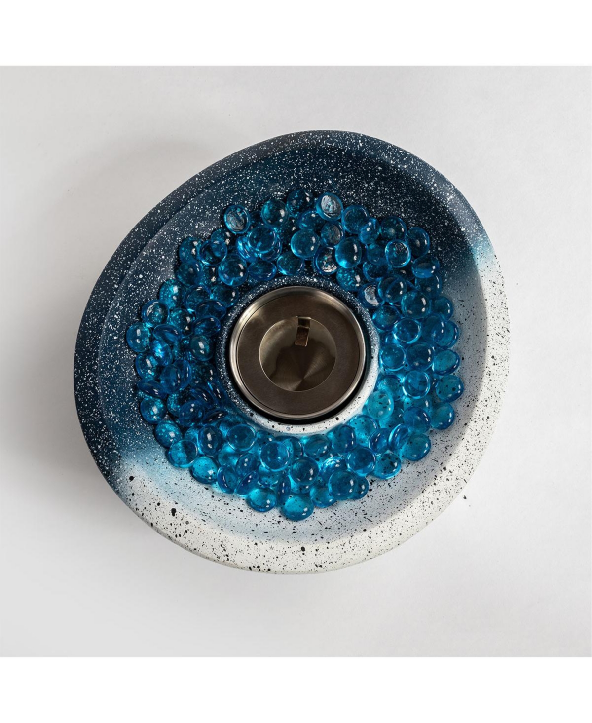 Flynama 11.42 in. x 5.91 in. Oval Ethanol Concrete Tabletop Fire Pit with Personal Fireplace Mini Fire Pit