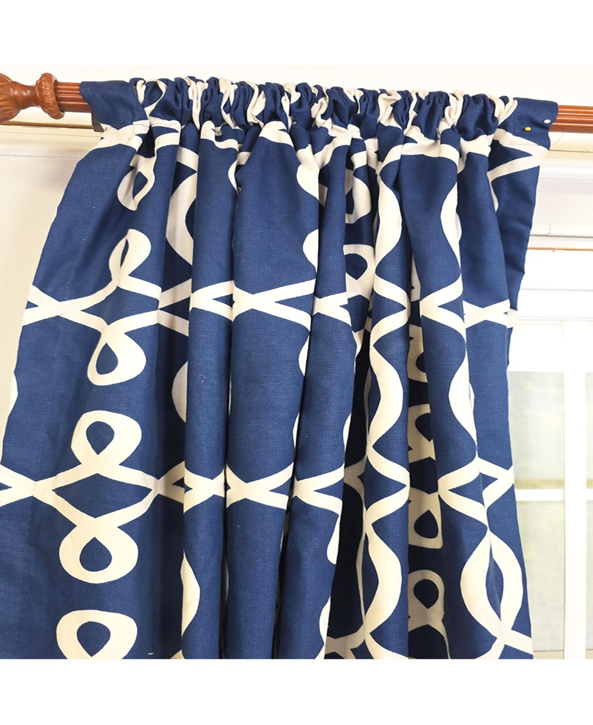 Rlf Home Oblique 100% Cotton Rod Pocket Window Curtain set of 2 Panels 100" x 63" Navy