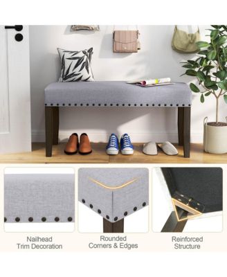 1 PCS 42.5" Upholstered Entryway Bench with Nailhead Trim Soft Padded Cushion Bedroom