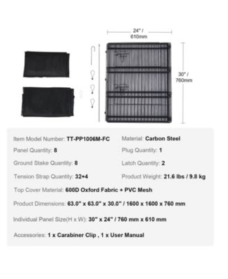 Dog Playpen, 8-Panel 30"H x 24"W Foldable Metal Exercise Pen w/ Door, Top Cover & Bottom Pad, Indoor/Outdoor Pet Fence