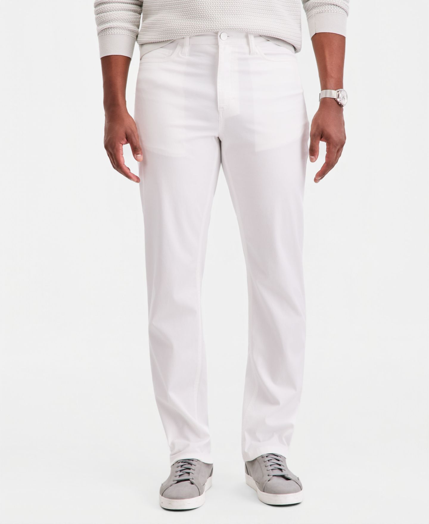 Мужские брюки Alfani Cotton-Blend 5-Pocket Regular-Fit, цвет: Яркий белый — фото 1