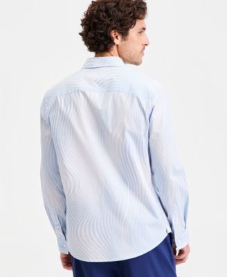 Alfani Men's Cotton Fluid Swirl Stripes Long-Sleeve Shirt