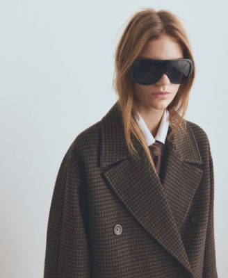 Women's Wool-Blend Micro-Houndstooth Coat