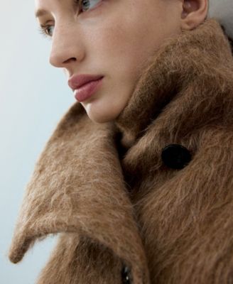 Women's Wool-Blend Funnel-Neck Coat