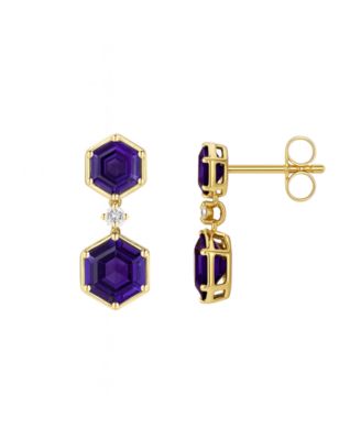 Amethyst (3.5 ct. t.w.) and Lab-Grown White Sapphire (0.06 ct. t.w.) Earrings in Sterling Silver (Also Available in Multi-Stones)