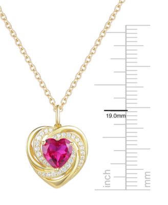 Lab-Grown Ruby (1.1 ct. t.w.) and White Sapphire (0.03) Heart Pendant Necklace in 14k Gold Over Sterling Silver (Also Available in Amethyst)
