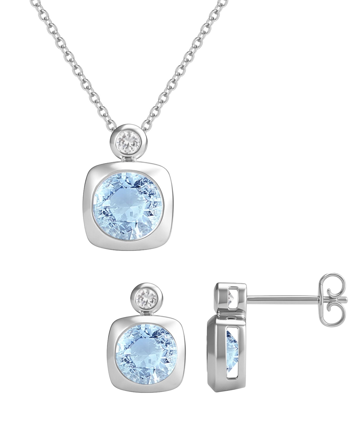 Macy's 2-Pc. Amethyst (2.5 ct. t.w.) and Lab-Grown White Sapphire (0.1 ct. t.w.) Earrings And Necklace Set in 14k Gold Over Sterling Silver (Also Avai