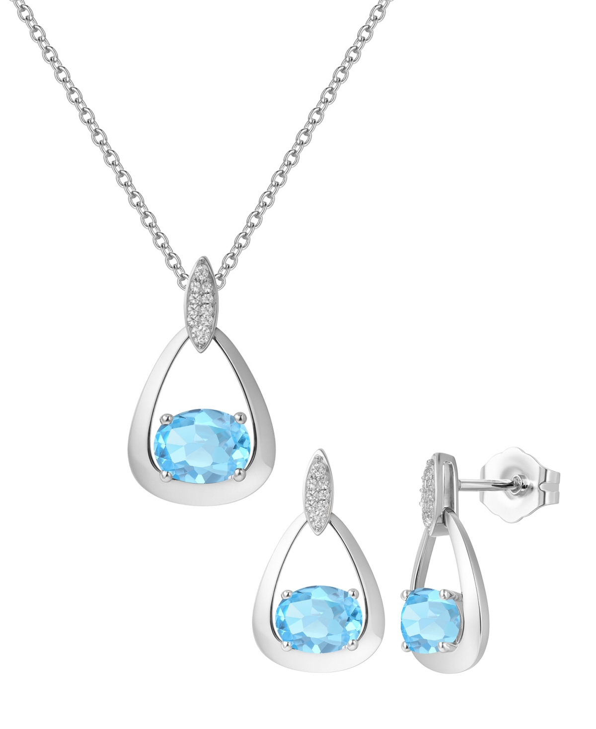 Macy's 2-Pc. Ruby (3.5 ct. t.w.) and Lab-Grown White Sapphire (0.03 ct. t.w.) Earrings And Pendant Set in Sterling Silver (Also Available in Opal, Ame