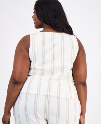 Trendy Plus Size Striped Square-Neck Vest