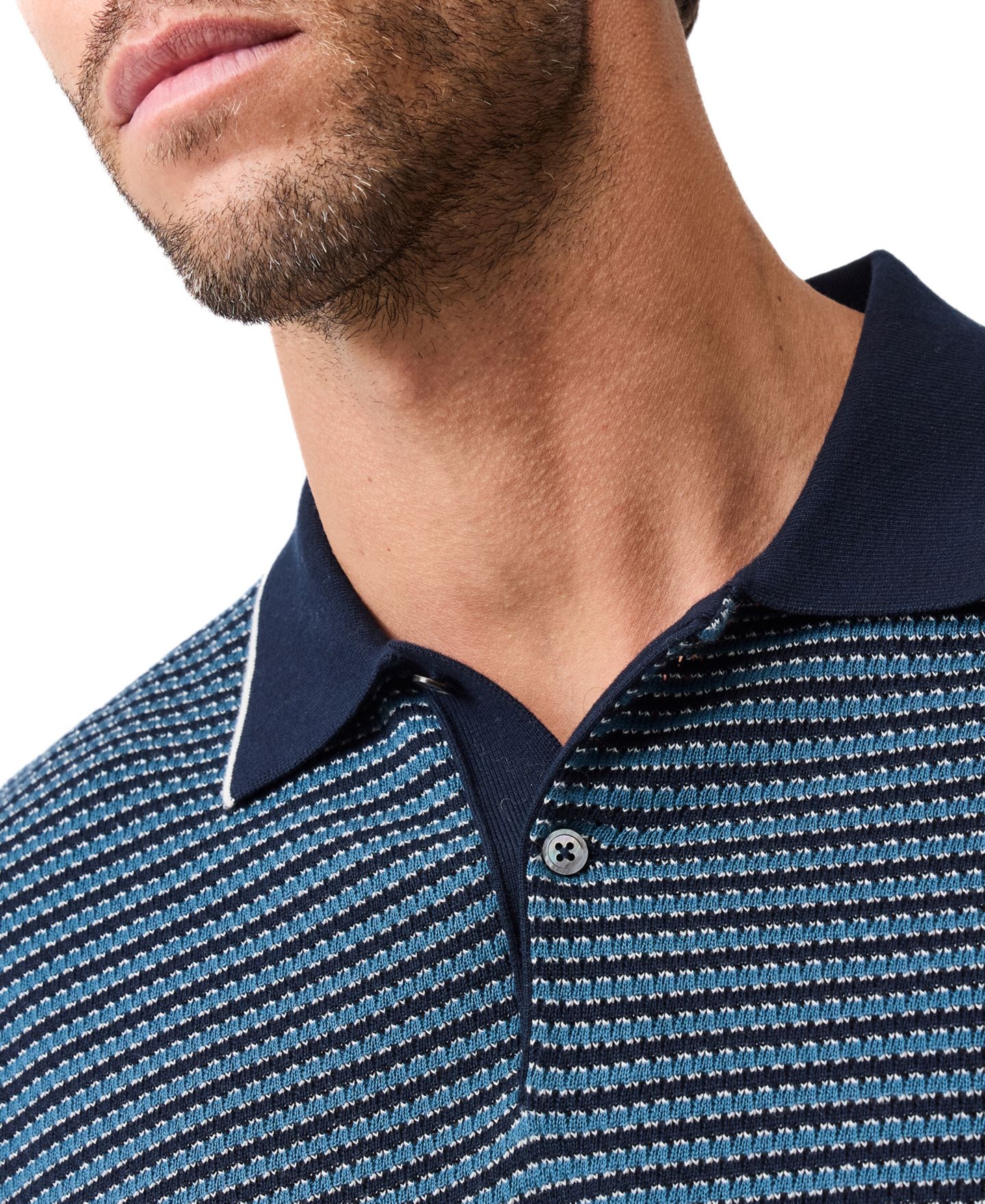 Мужское поло Rodd & Gunn Rodd Gunn Oyster Island Cotton Striped Knit Polo Shirt, цвет: Acorn — фото 9