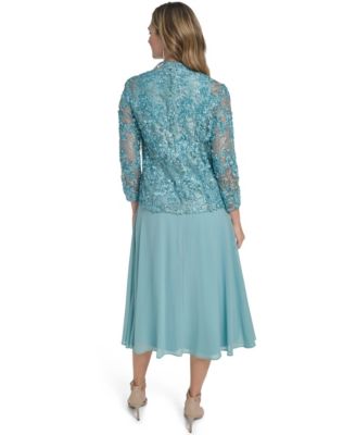 Women's 3/4-Sleeve Jacket with Crewneck Dress