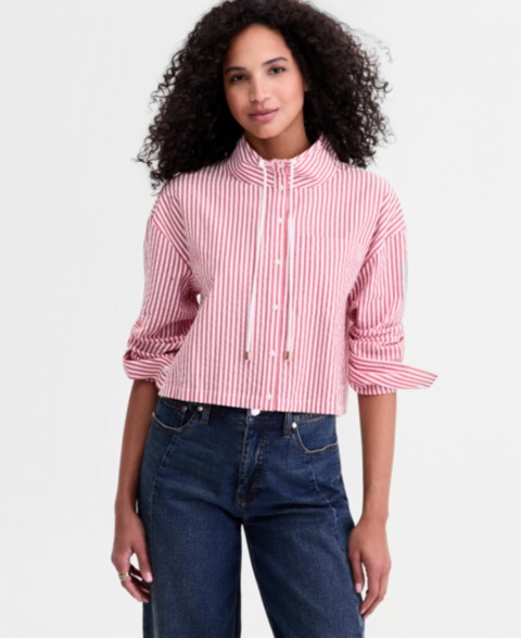 Женские On 34th Women's Cropped Drawstring Button-Front Shirt