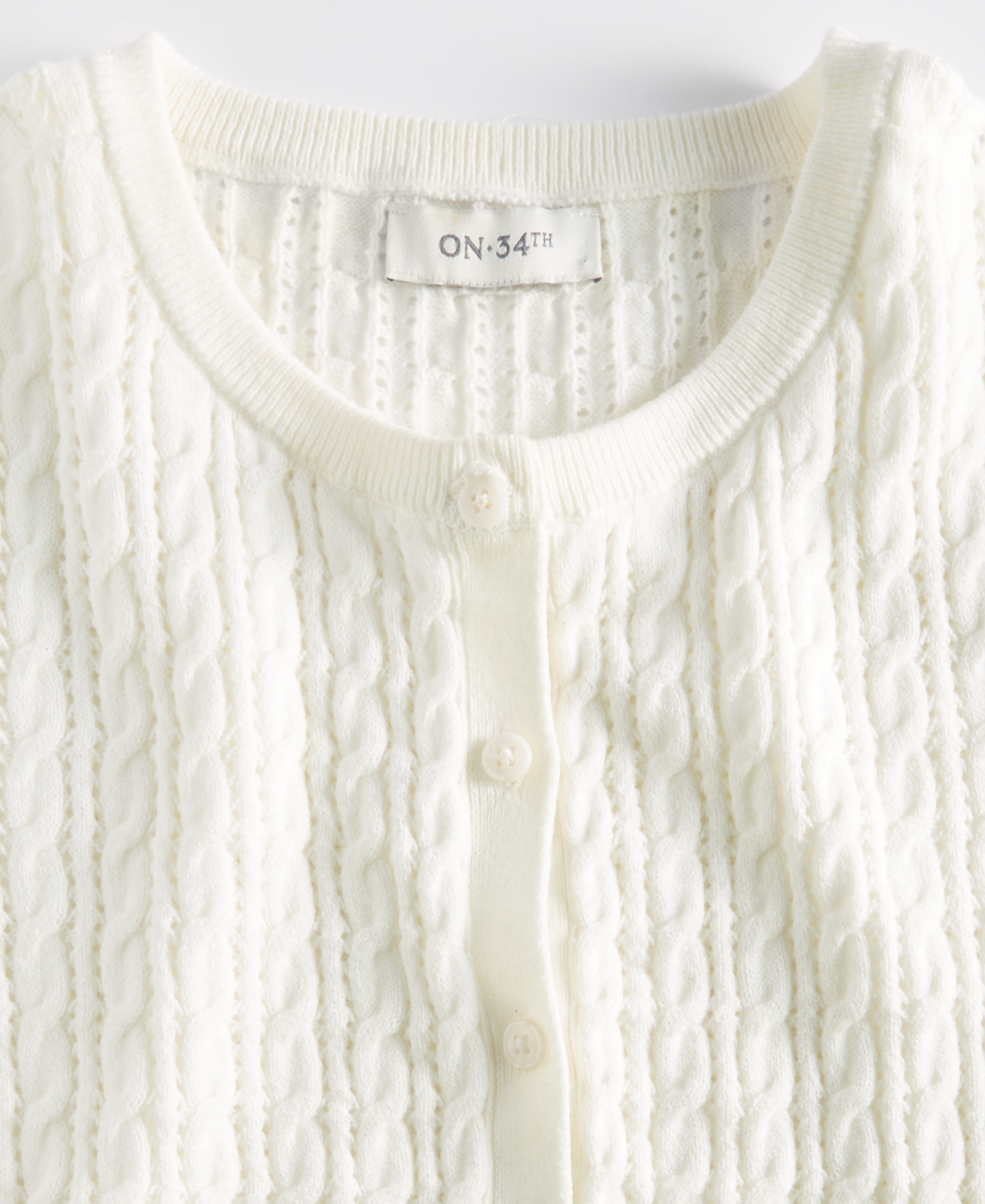 On 34th Women's Short Sleeve Cable-Knit Cardigan, Macy's Exclusive