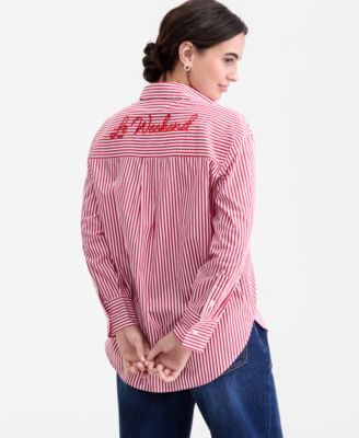 Women's Embroidered Oversized Poplin Shirt