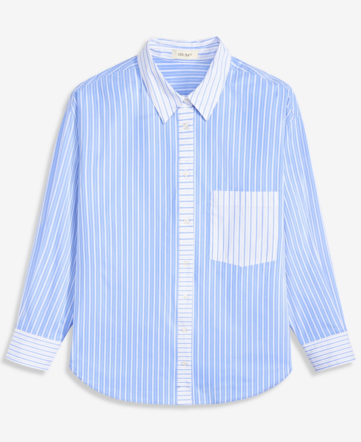 On 34th Women's Contrast Stripe Button-Down Shirt, Macy's Exclusive