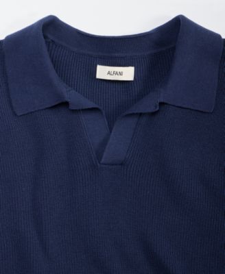 Men's Cotton Johnny Collar Short-Sleeve Sweater