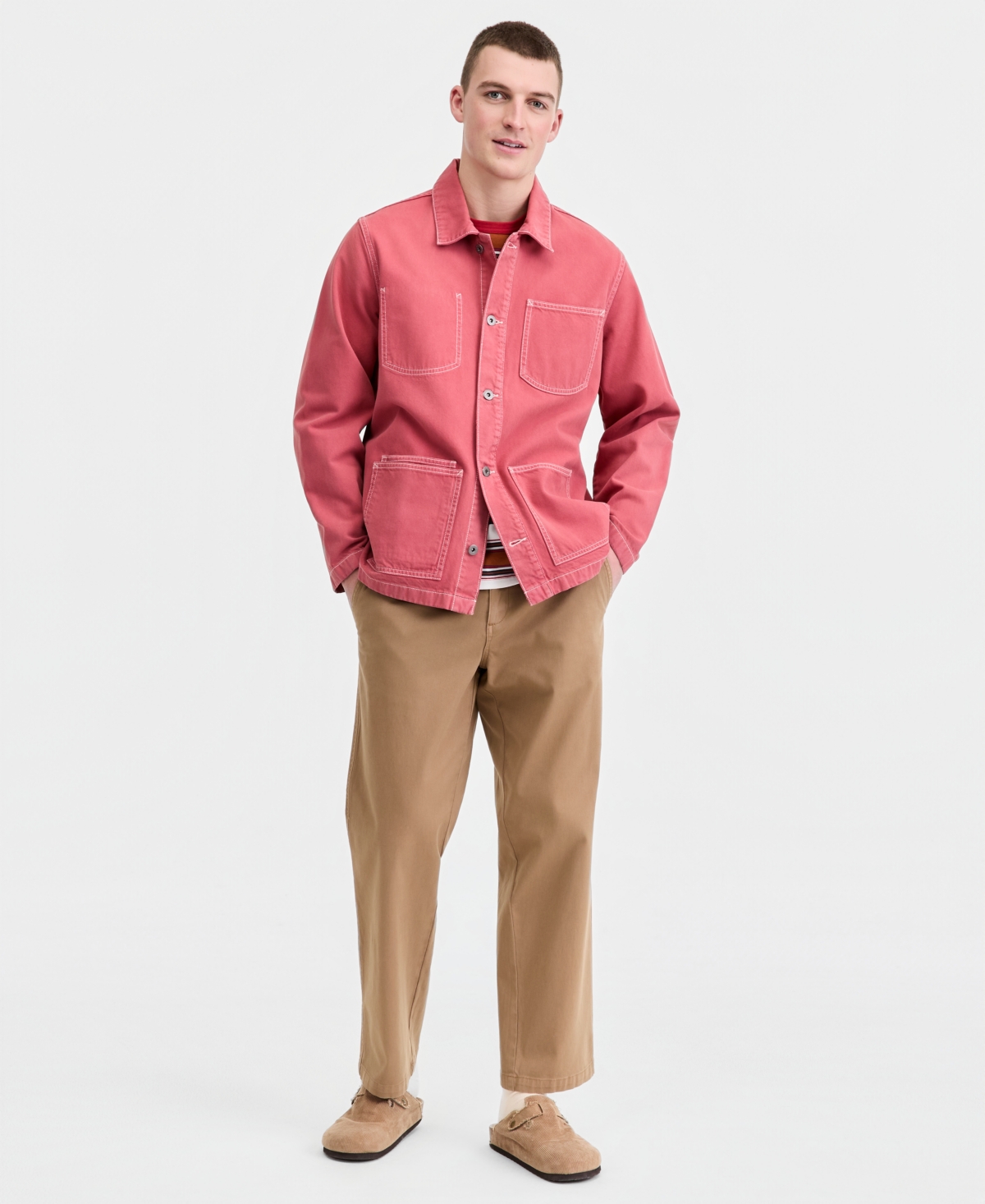 Sun + Stone Men's Cotton Continental Wash Chore Jacket, Macy's Exclusive