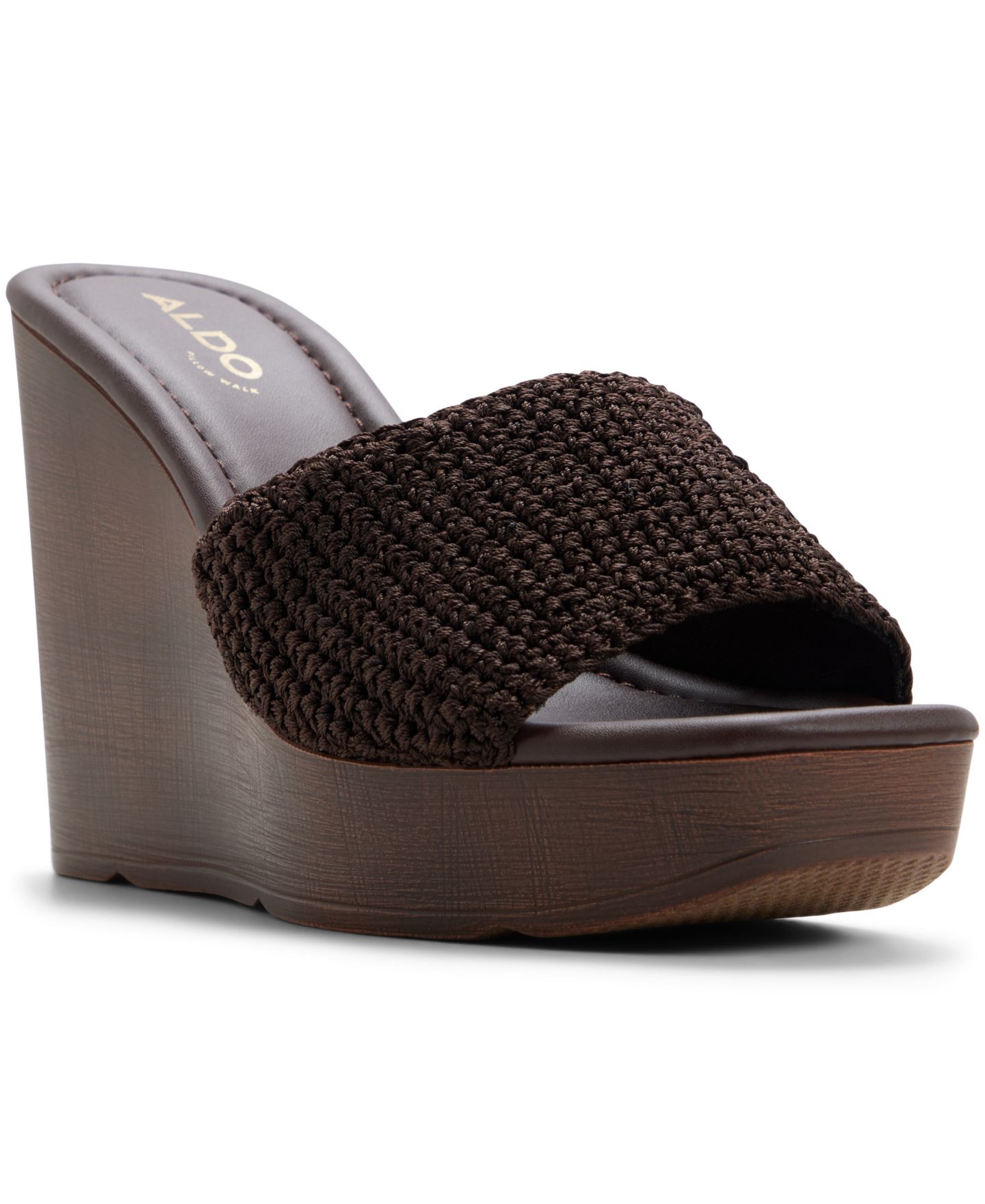 Женские сандалии ALDO Grounded Slip-On Wedge, цвет: Тёмный коричневый — фото 1